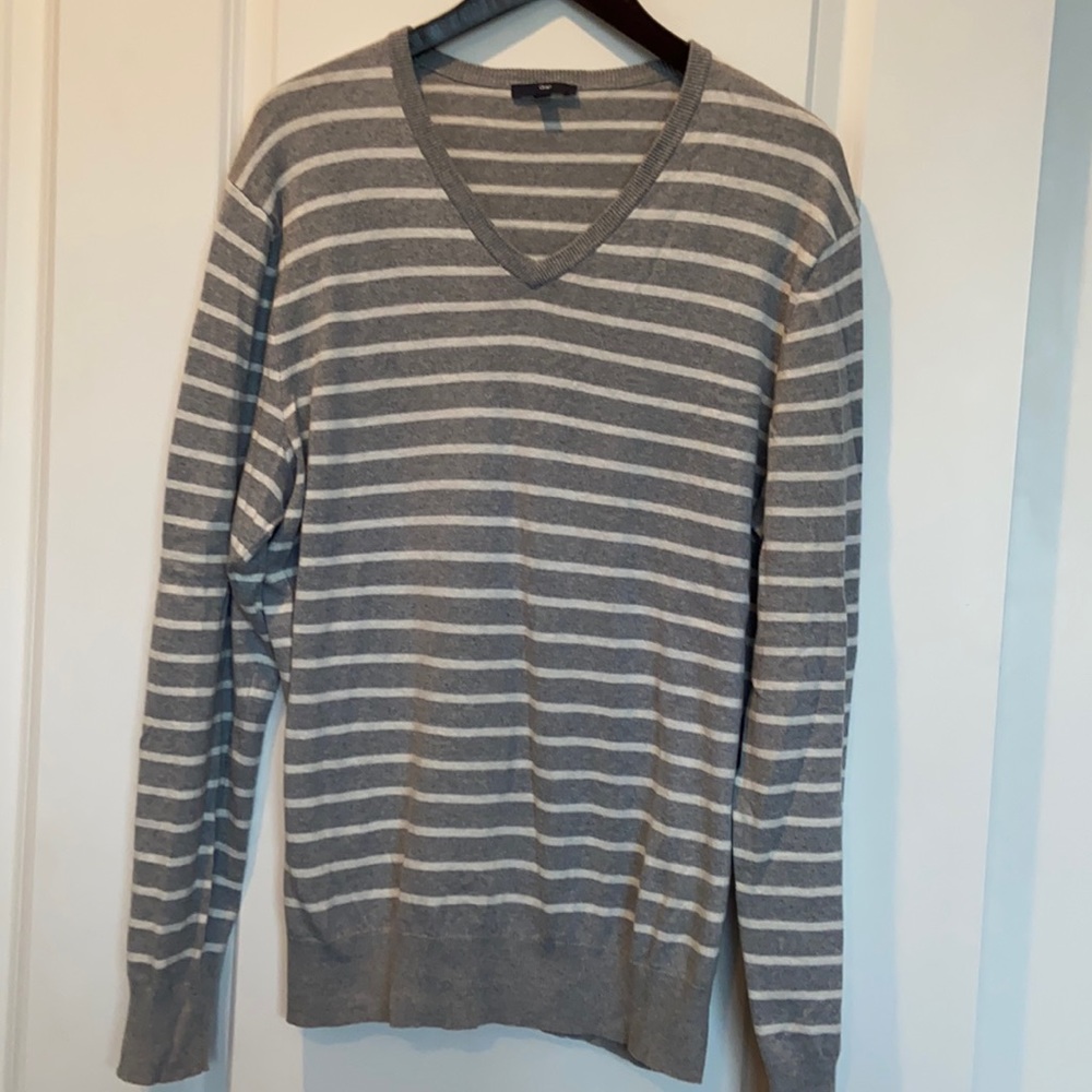 Men’s GAP Striped V-Neck Sweater XL-100% Cotton
